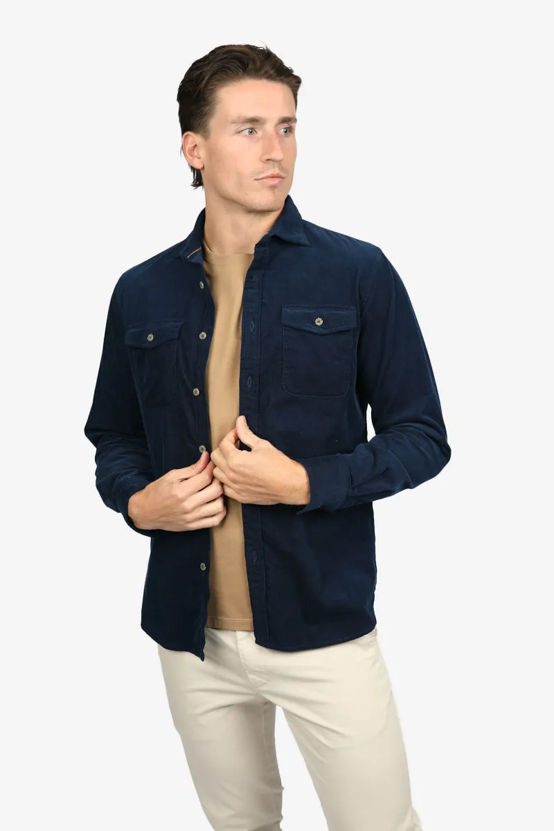 Indigo Cotton Corduroy Shirt