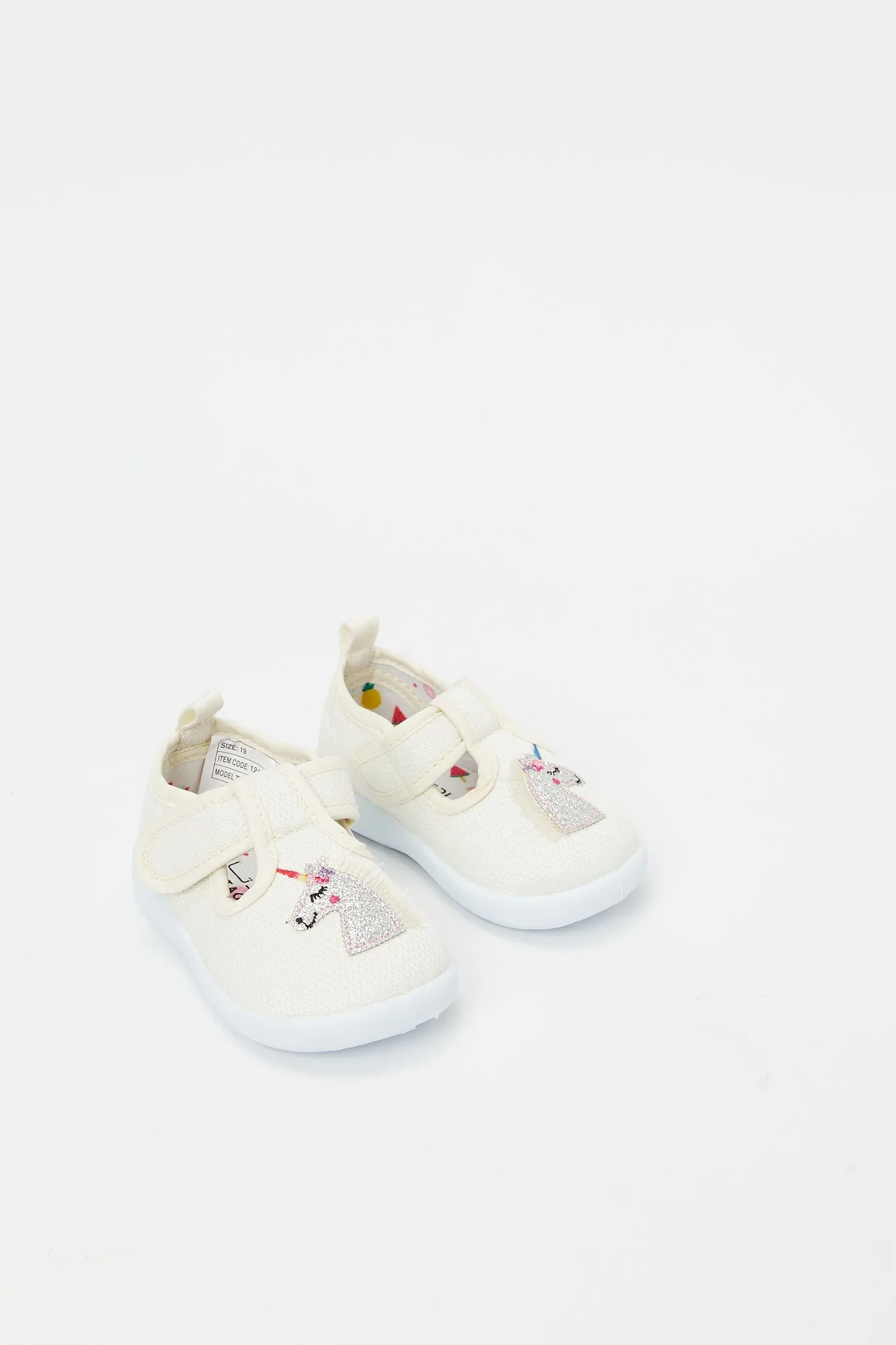 Infant Girls Beige Unicorn Trim Pump