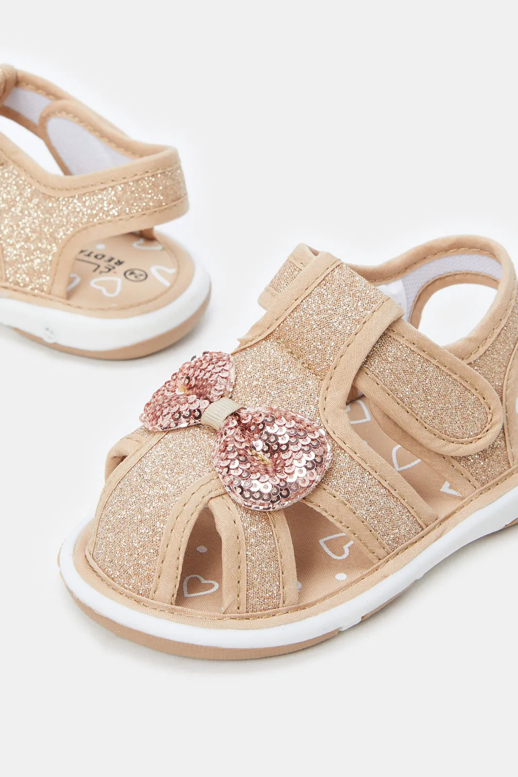 Infant Girls Gold Glitter Embellished Sandals