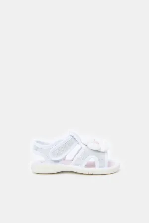 Infant Girls White Flower Embellished Sandals