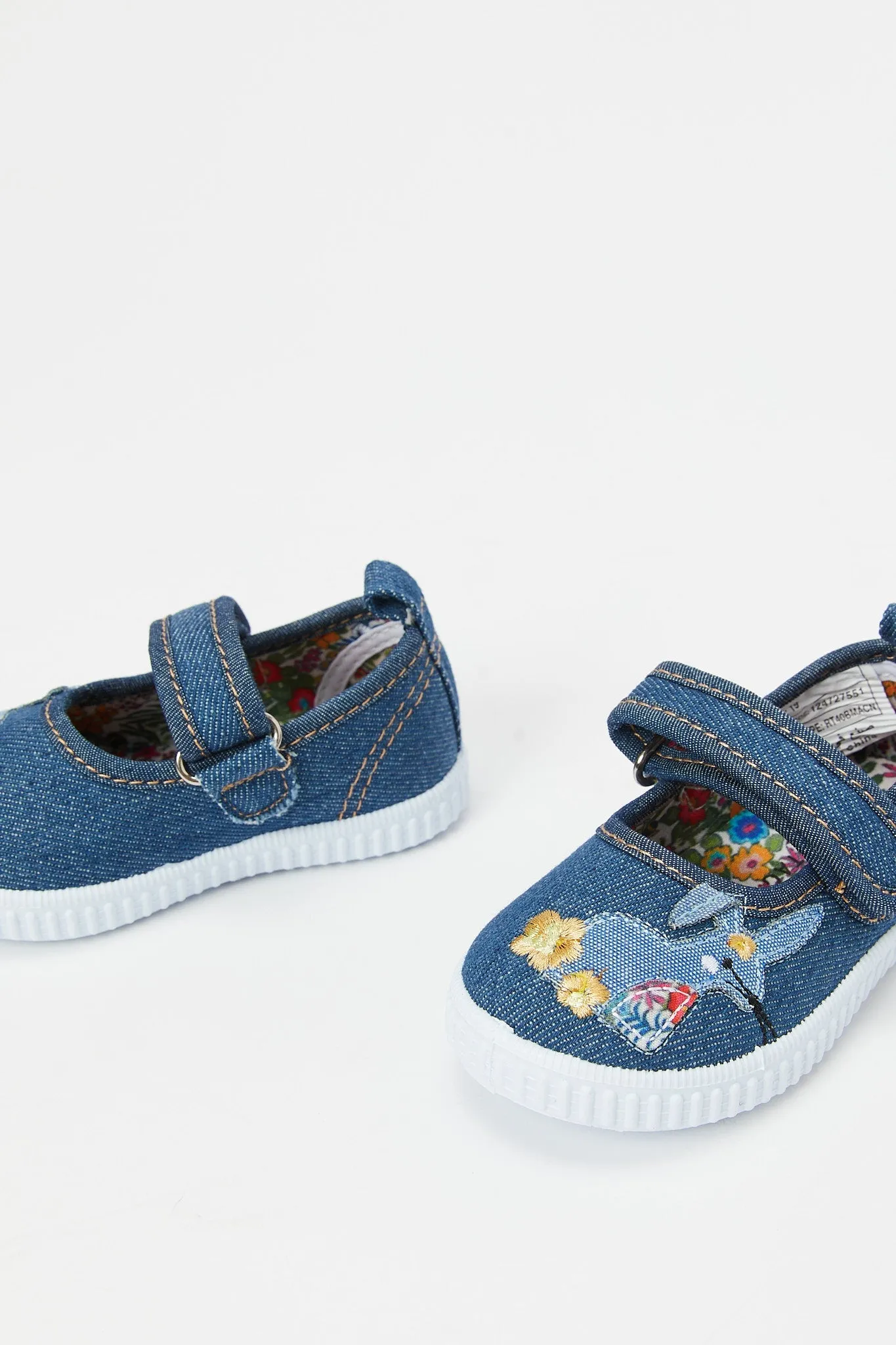 Infant Navy Denim Bunny Trim Pump