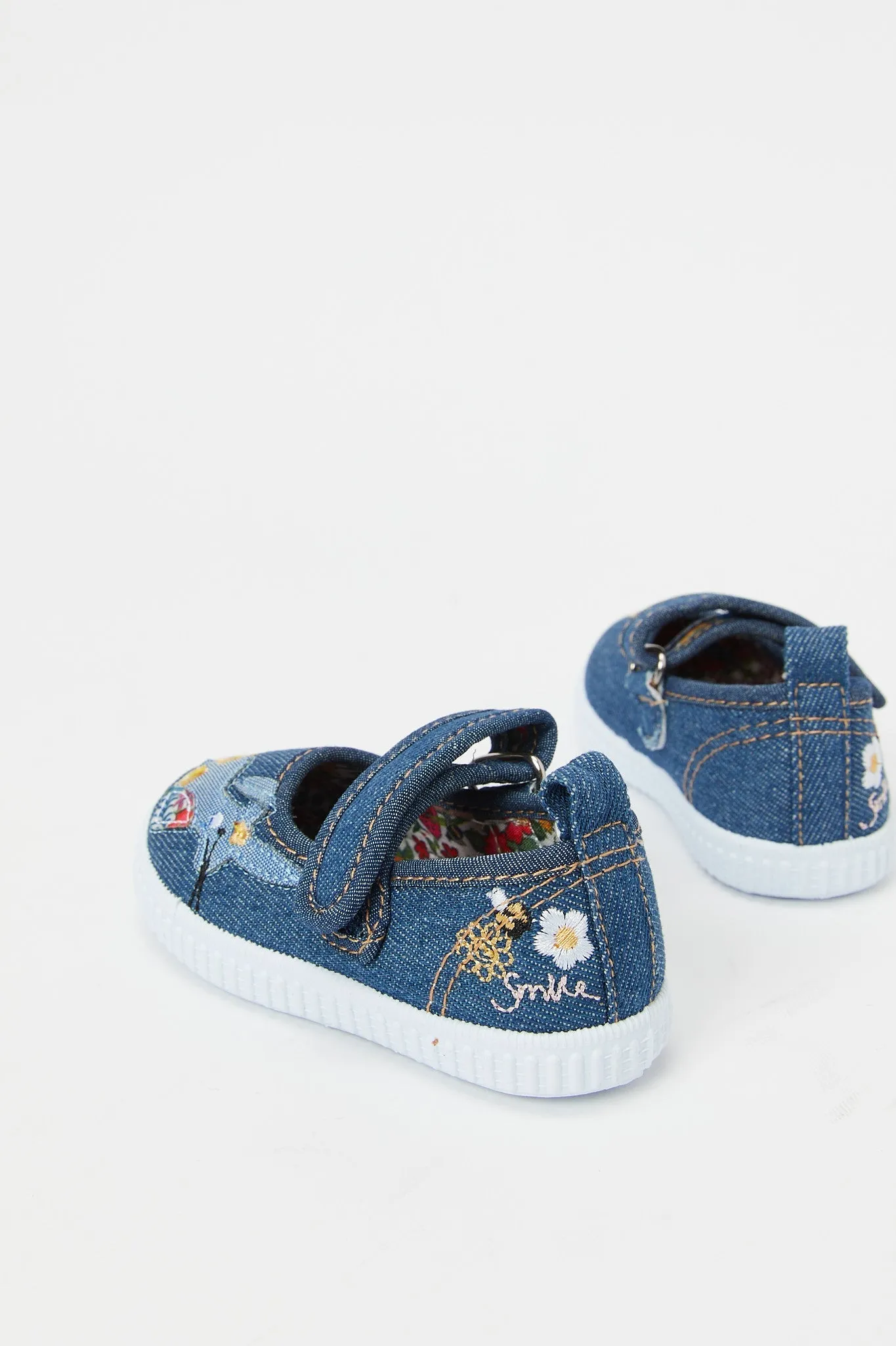 Infant Navy Denim Bunny Trim Pump