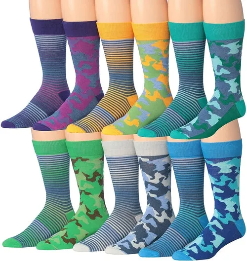 James Fiallo 12-Pair Funny Faces Crew Socks