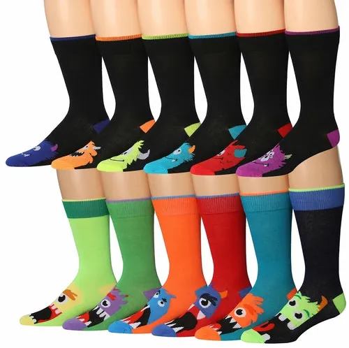 James Fiallo 12-Pair Funny Faces Crew Socks