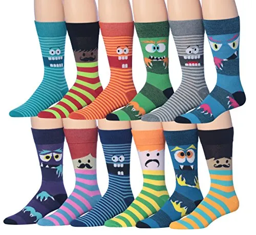 James Fiallo 12-Pair Funny Faces Crew Socks