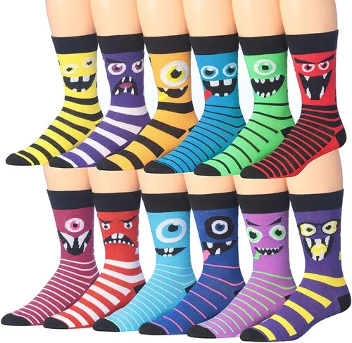 James Fiallo 12-Pair Funny Faces Crew Socks