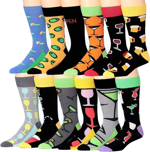 James Fiallo 12-Pair Funny Faces Crew Socks