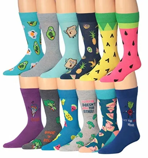 James Fiallo 12-Pair Funny Faces Crew Socks