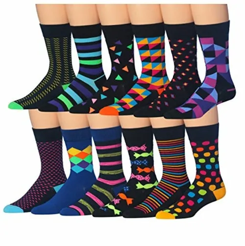 James Fiallo 12-Pair Funny Faces Crew Socks