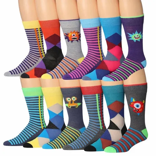 James Fiallo 12-Pair Funny Faces Crew Socks