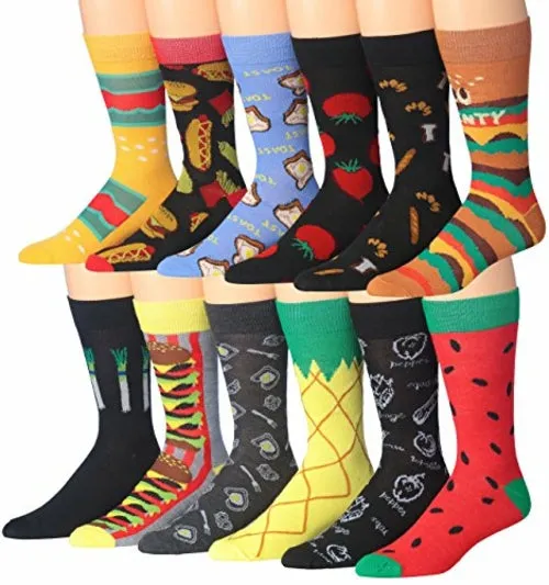 James Fiallo 12-Pair Funny Faces Crew Socks