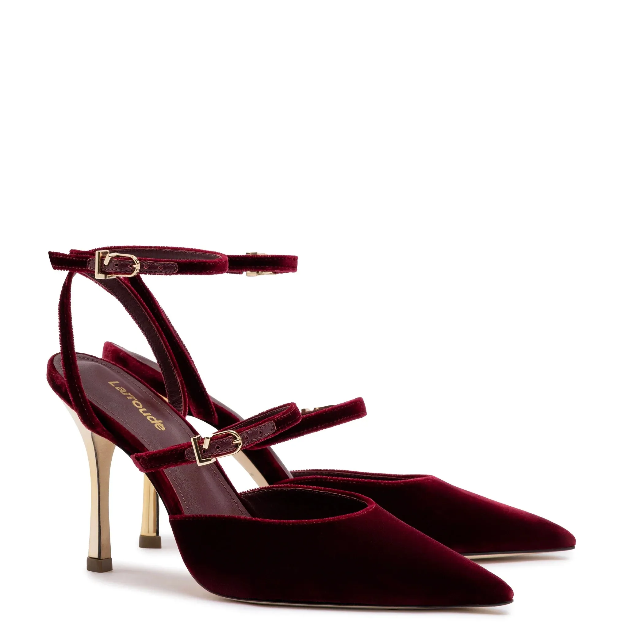 Larroude Kris Pump In Wine Velvet