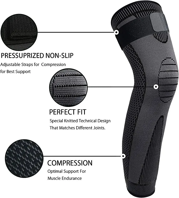 Long Knee Brace Compression Sleeve-M