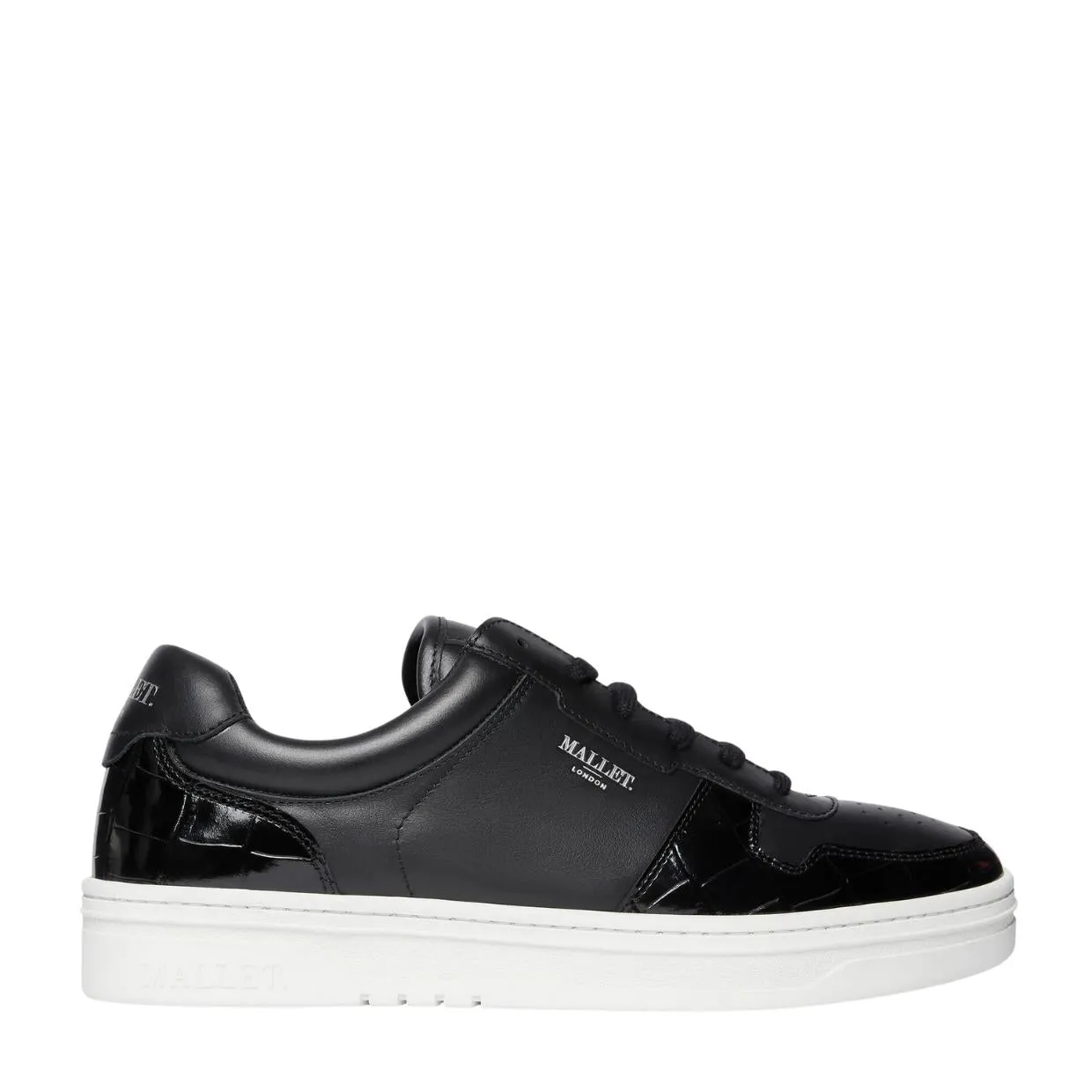 Mallet London Bentham Black Croc Trainers