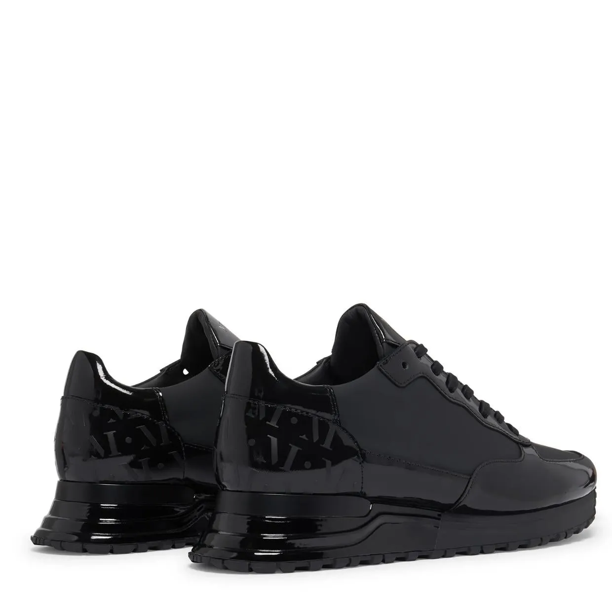 Mallet London Popham Patent Triple Black Trainers