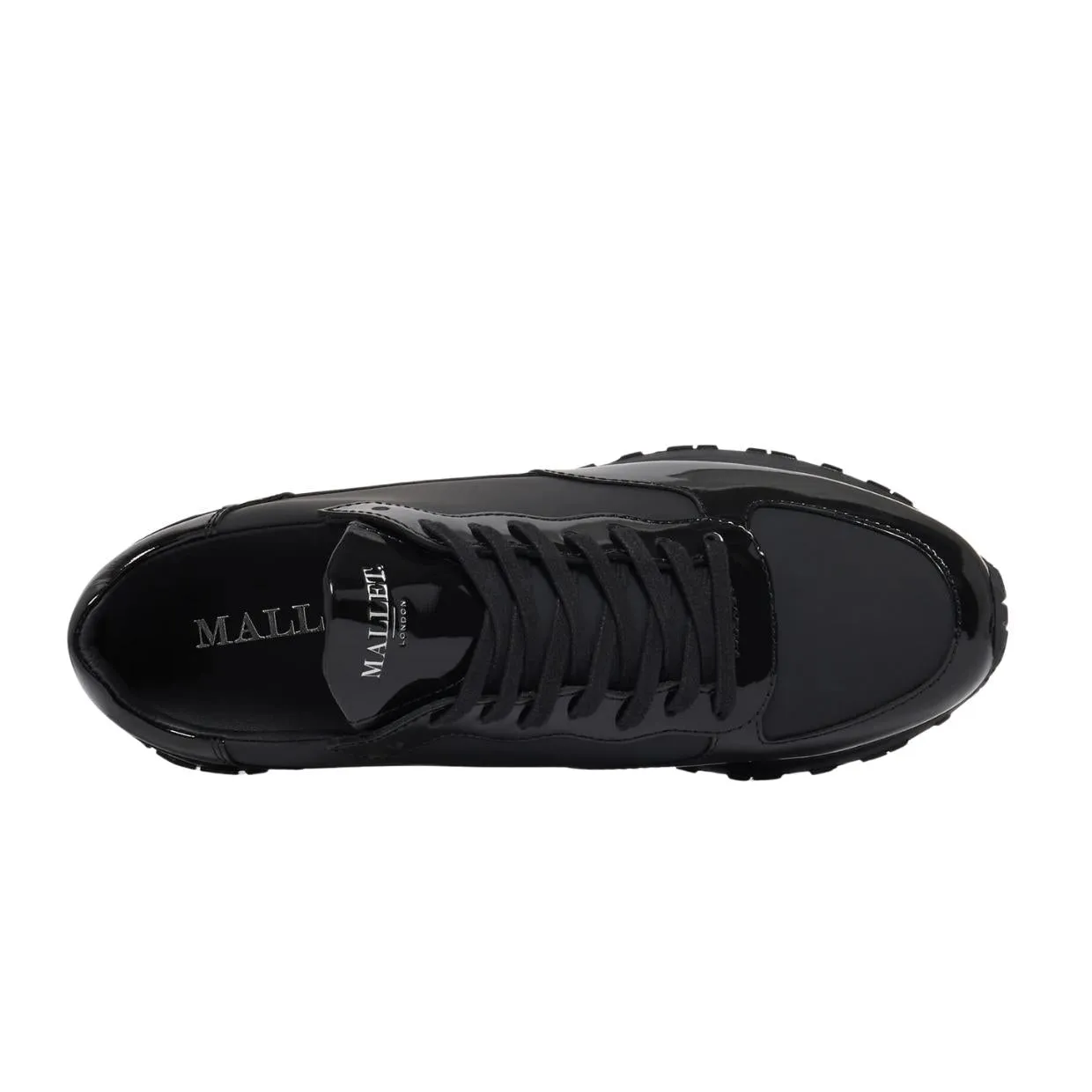 Mallet London Popham Patent Triple Black Trainers