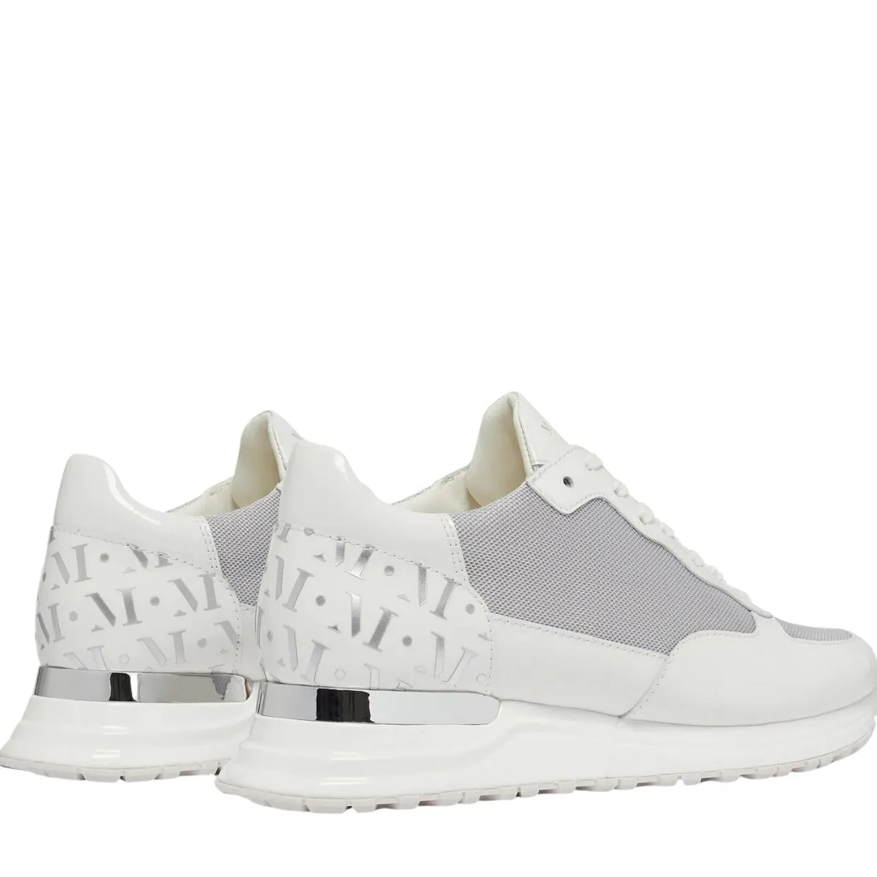 Mallet London Popham White Chrome Trainers