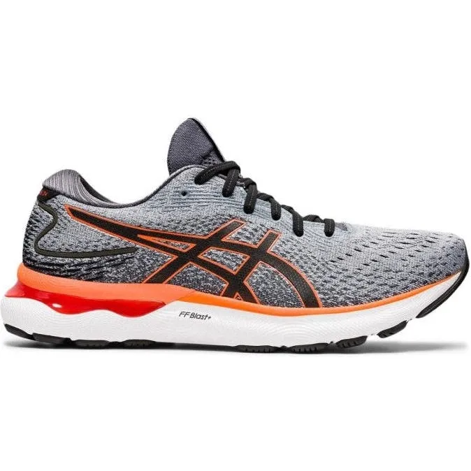 Men's Asics Gel-Nimbus 24, Sheet Rock/Shocking Orange, 13 2E Wide