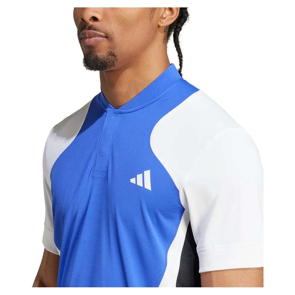 Mens Pro Freelift Tennis Polo Lucid Blue and White