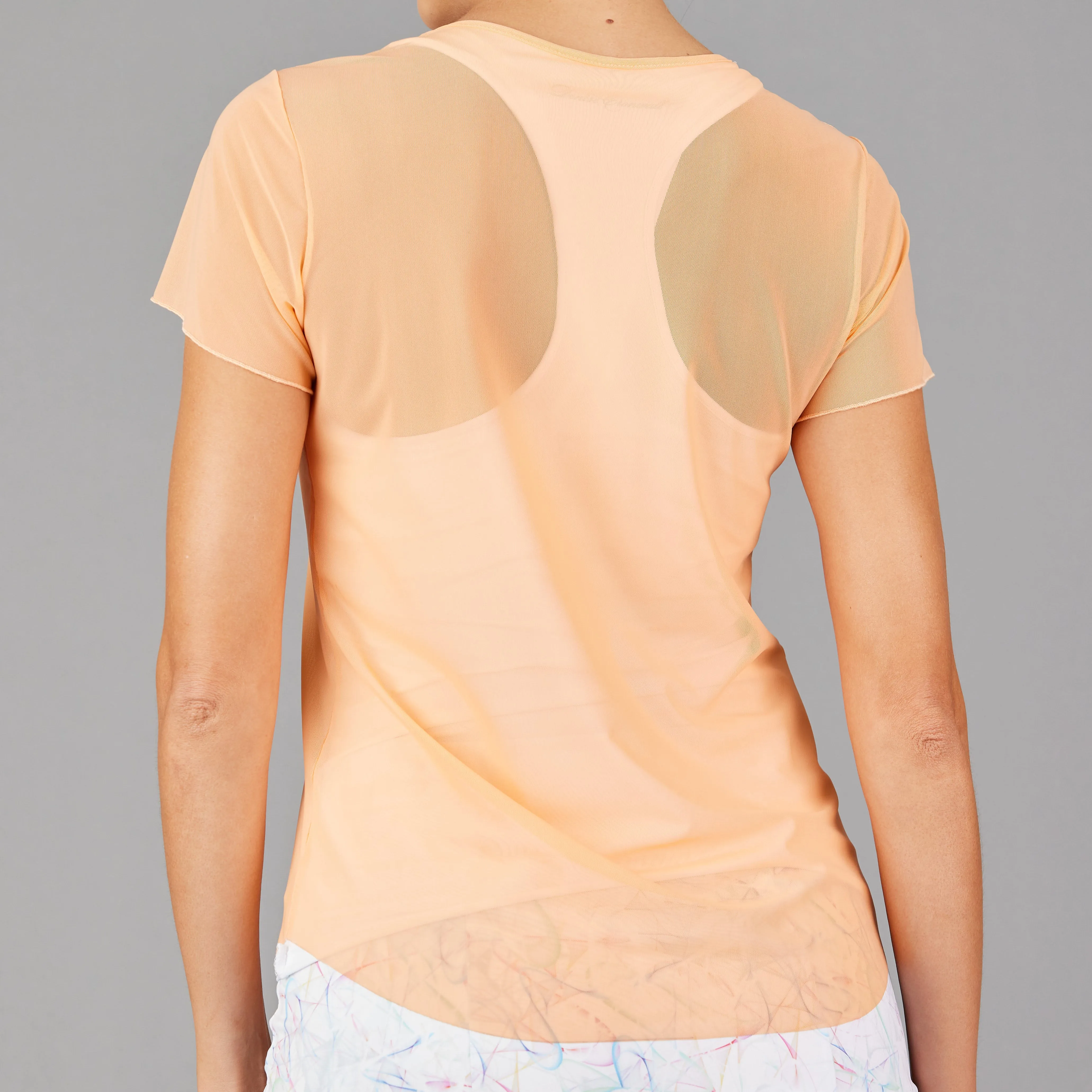 Neon Lined Mesh Tee  (tangerine)