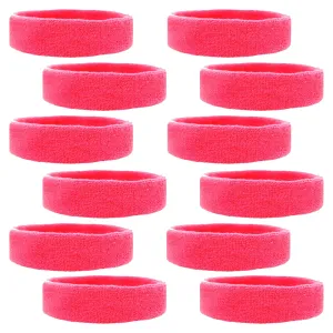 Neon Pink Head Sweatbands - 12 Pack