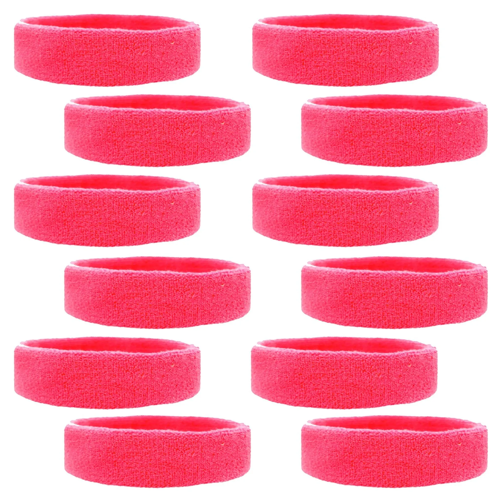 Neon Pink Head Sweatbands - 12 Pack