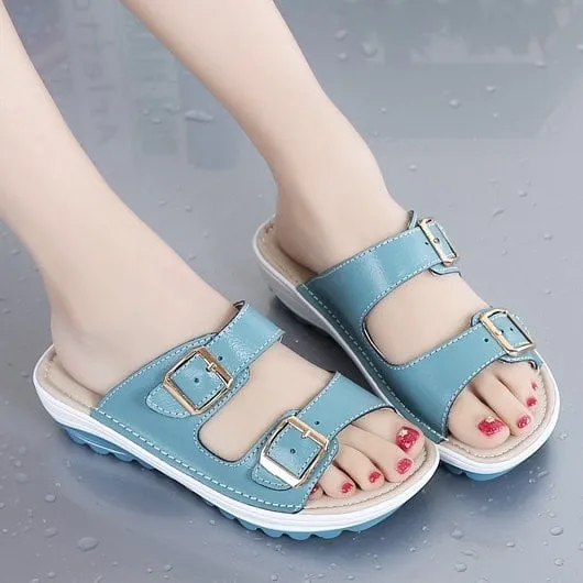 OCW Casual Platform Sandals For Women Water-resistance Wide Width Colorful Beach Vacation Footwear