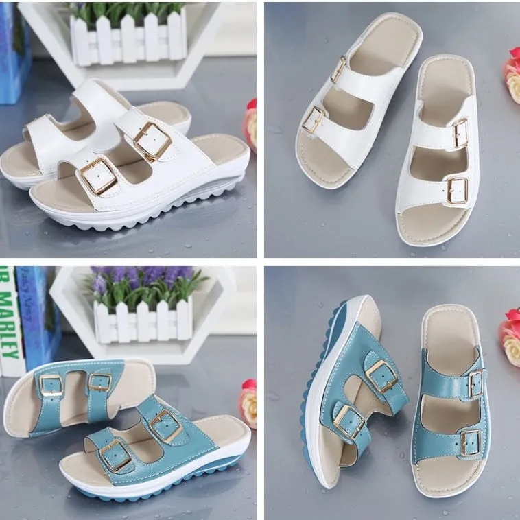 OCW Casual Platform Sandals For Women Water-resistance Wide Width Colorful Beach Vacation Footwear