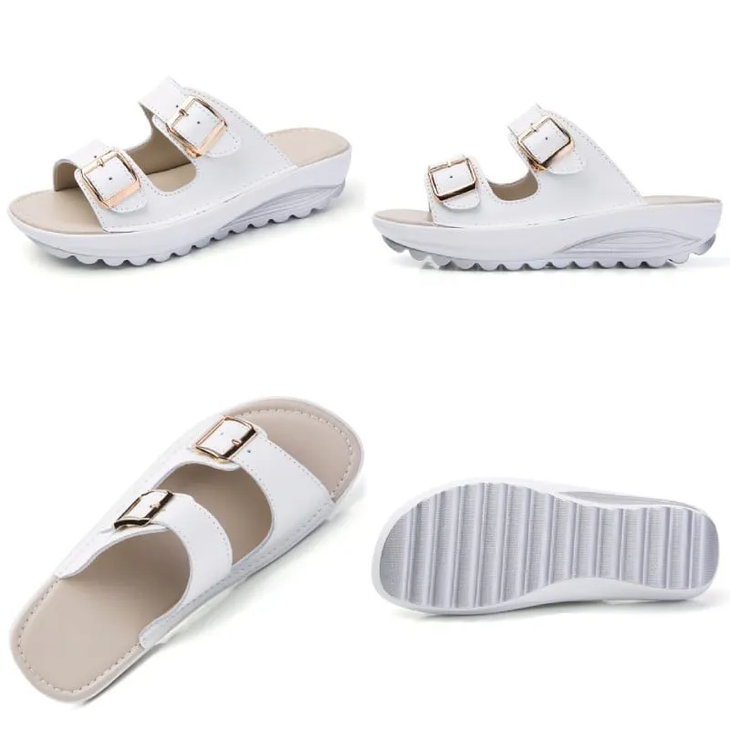 OCW Casual Platform Sandals For Women Water-resistance Wide Width Colorful Beach Vacation Footwear