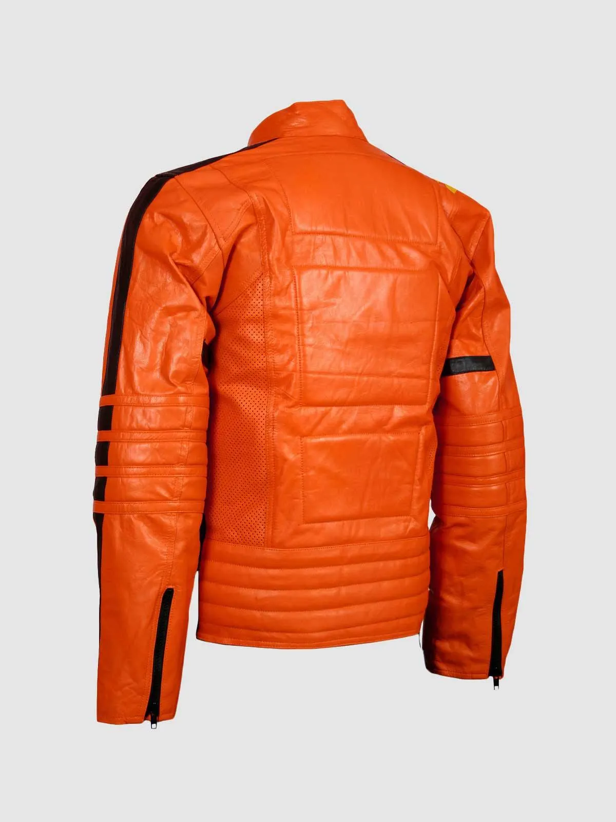 Orange Leather Motorcycle Jacket