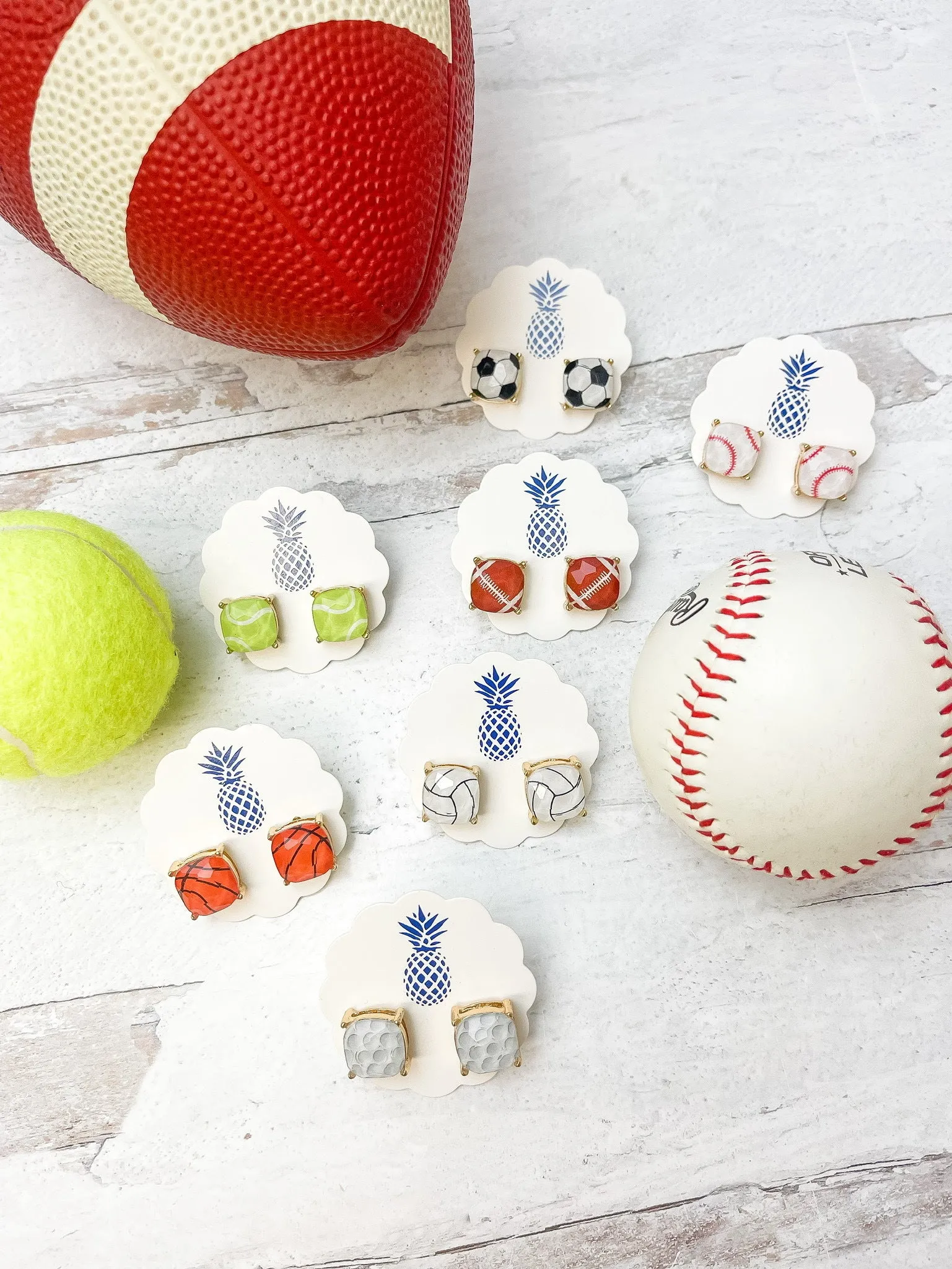 Printed Sports Stud Earrings - Volleyball