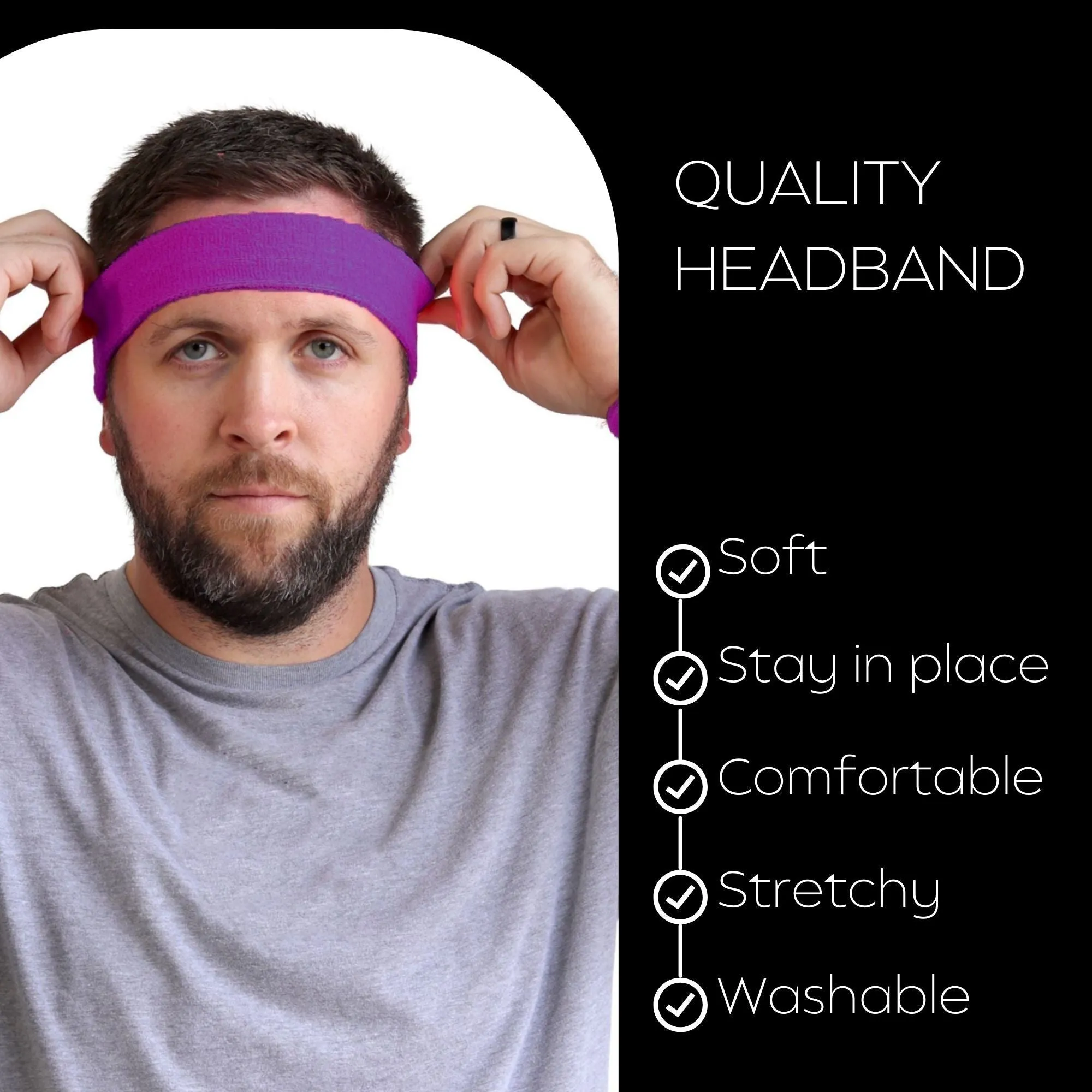 Purple Head Sweatbands - 3 Pack