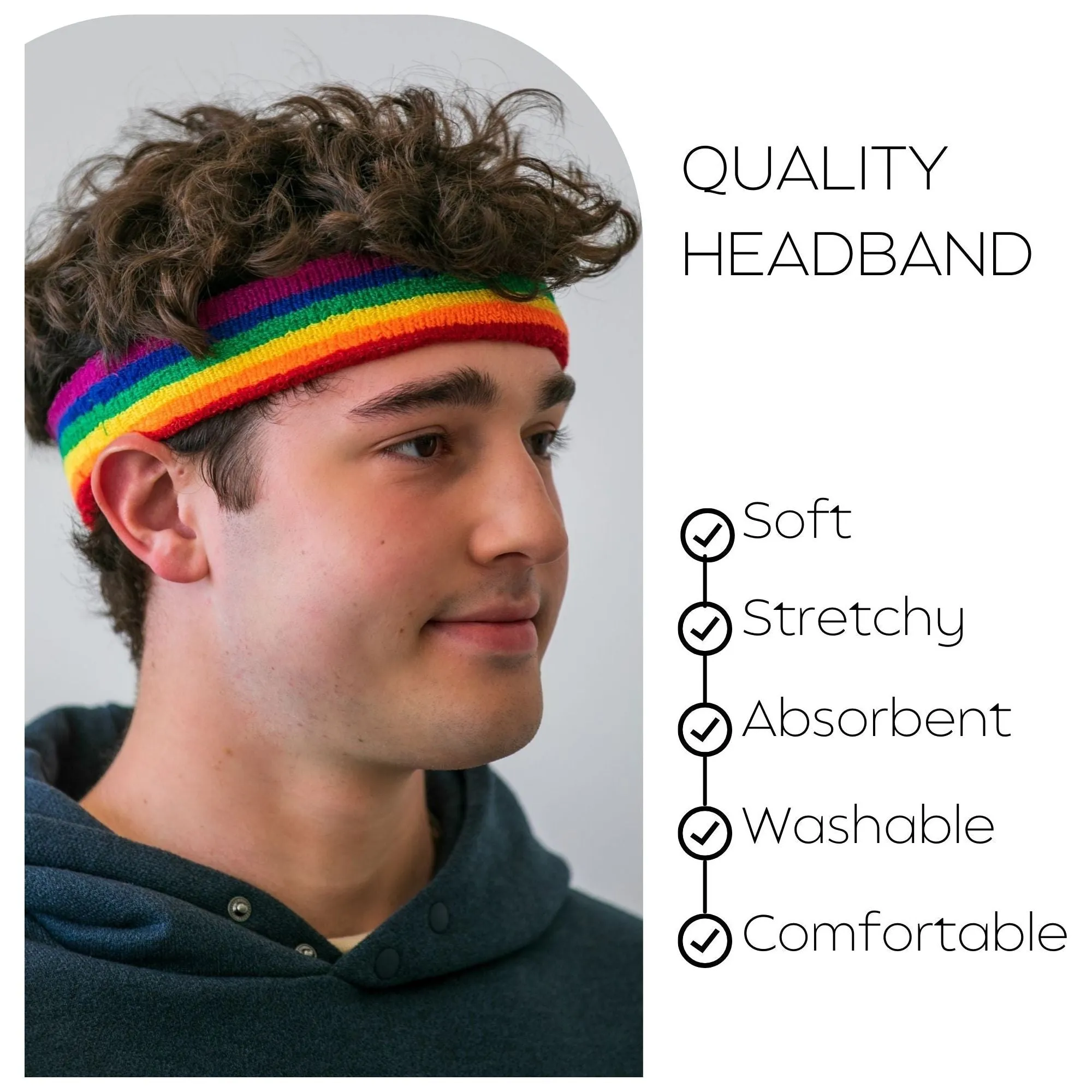 Rainbow Head Sweatbands - 3 Pack