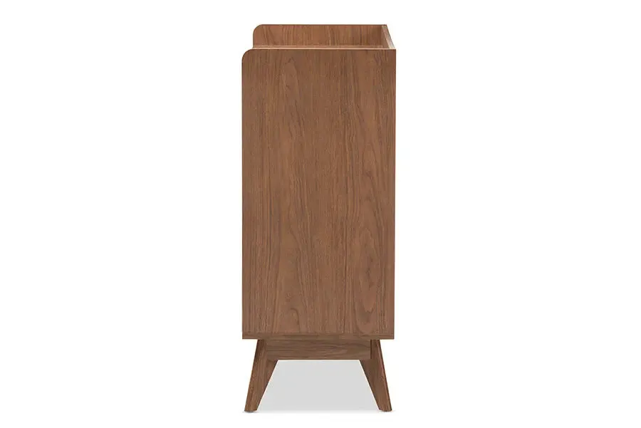 Rossin White/Walnut Wood Storage Shoe Cabinet