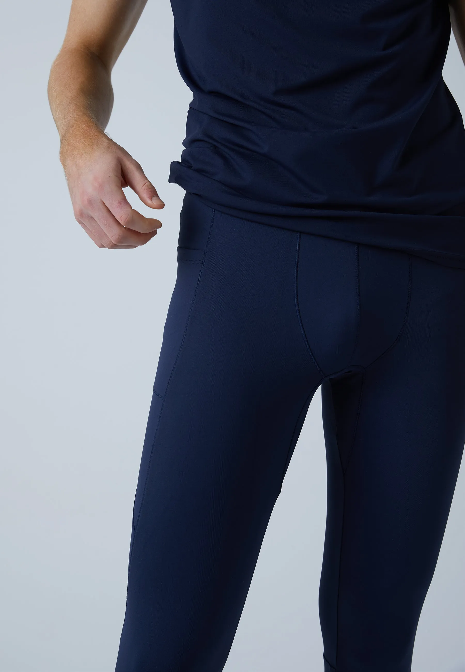 Running Tights with pockets, long, navy blue