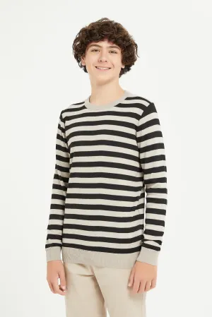 Senior Boys Beige Stripe Pullover