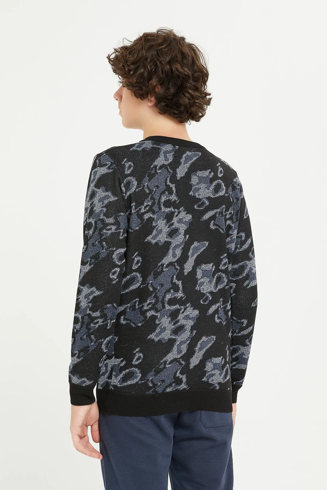 Senior Boys Black Camo Print Pullover