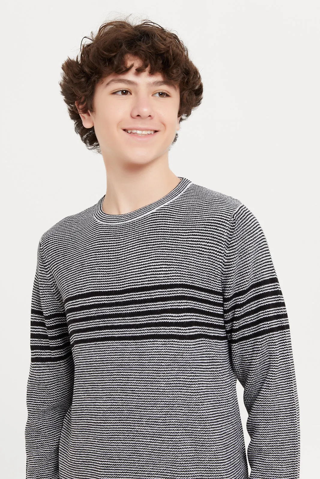 Senior Boys Grey Jacquard Pullover