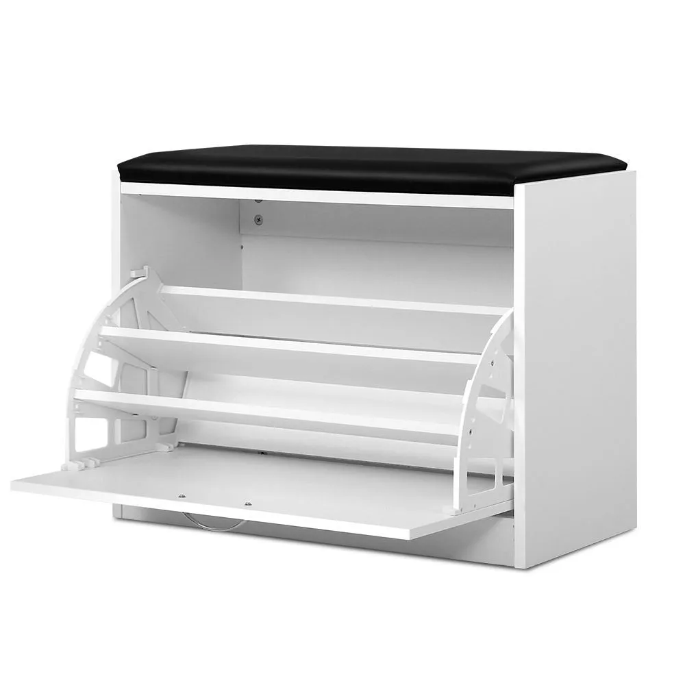 Shoe Cabinet Bench Shoes Storage Rack Organizer Drawer White 15 Pairs