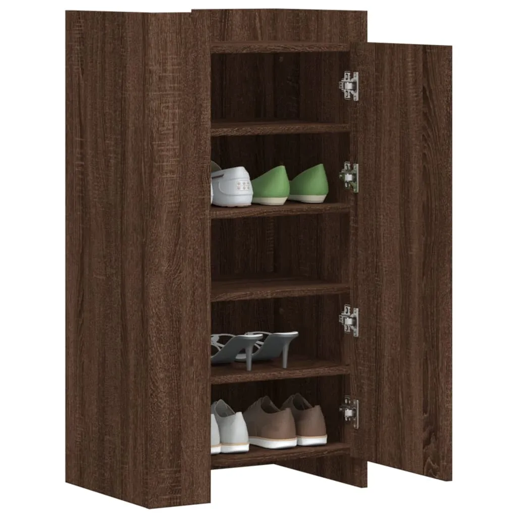 Shoe Cabinet Brown Oak 52x37.5x100 cm Engineered Wood