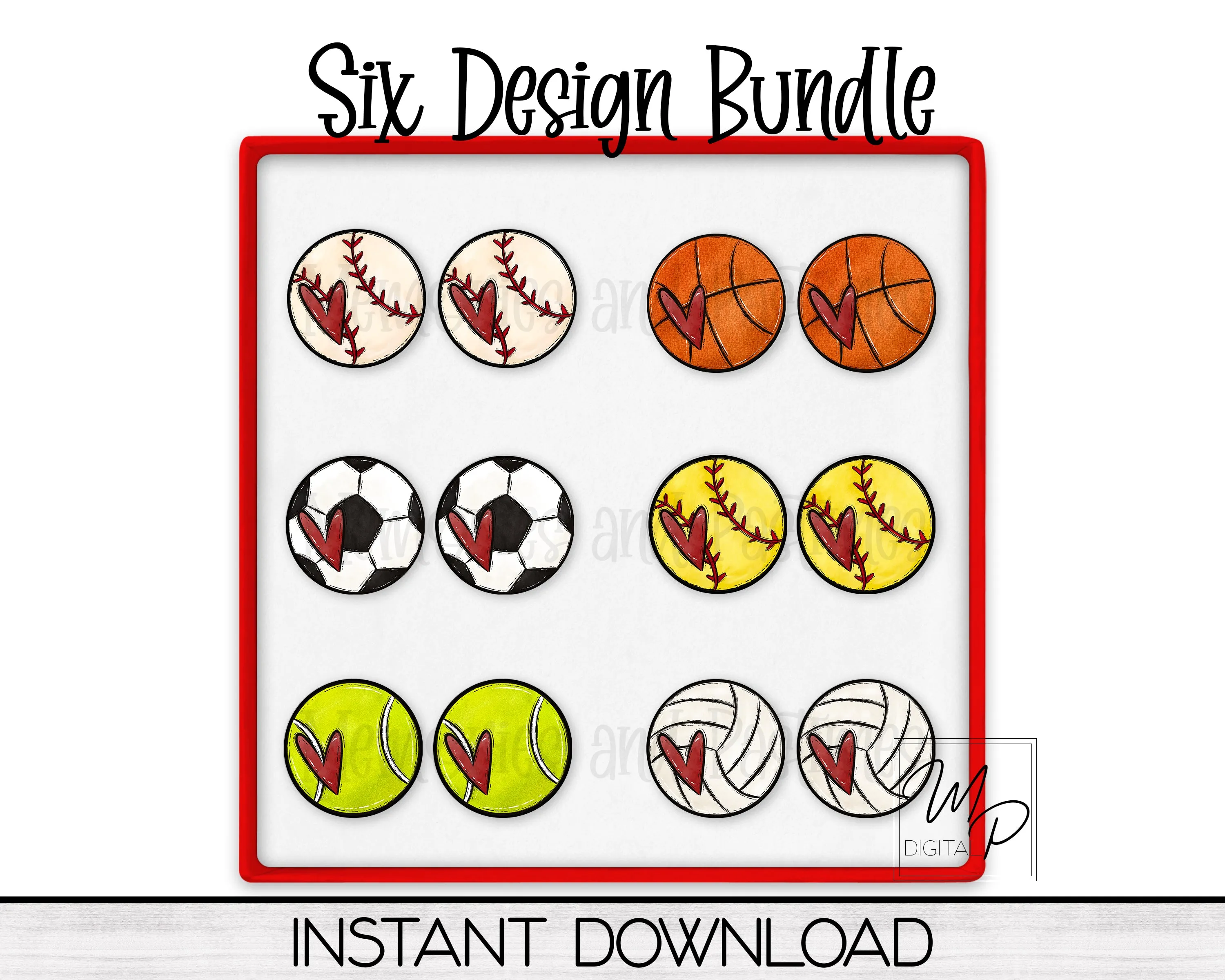 Sport Balls Round Stud Earring PNG Bundle, Sublimation Designs