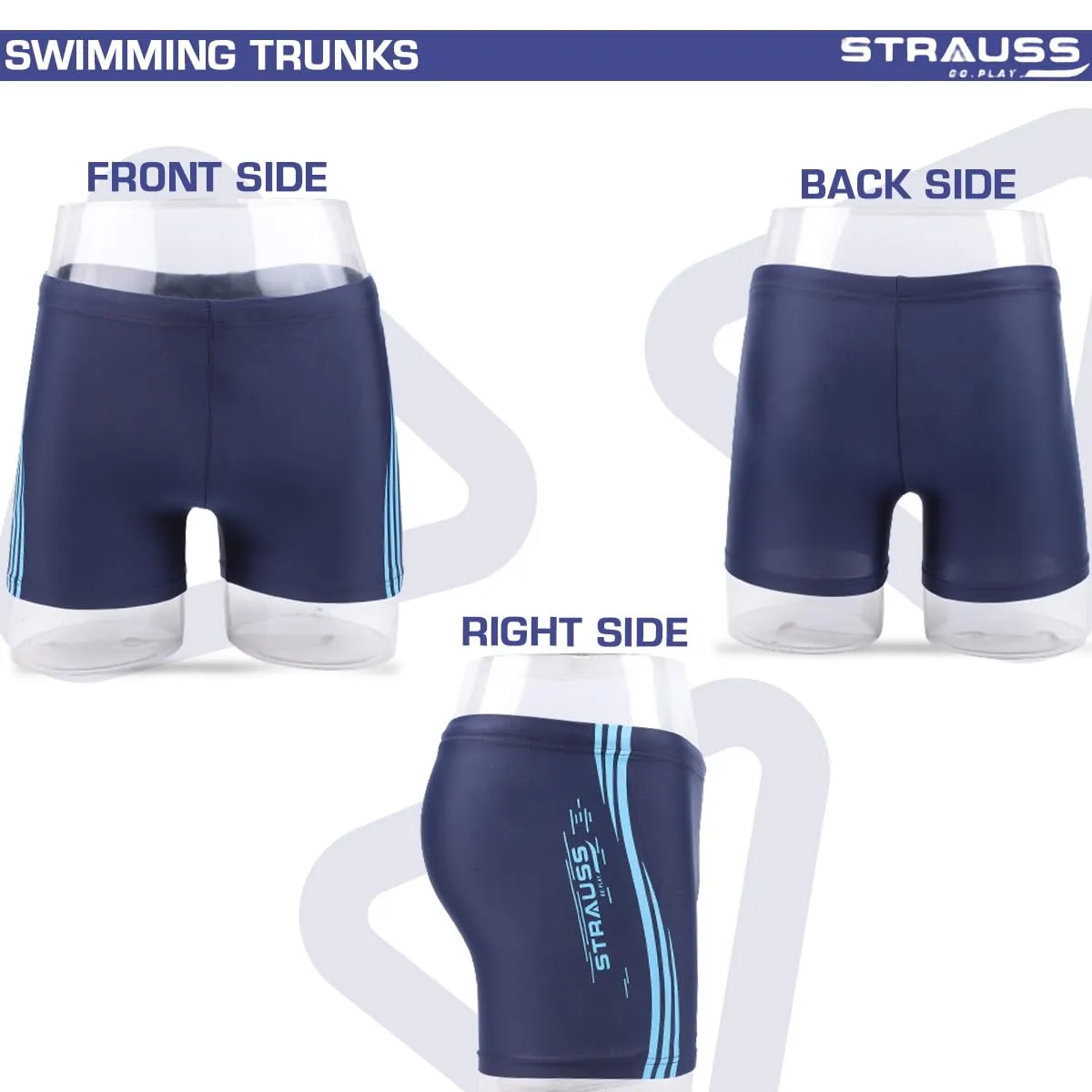 STRAUSS Swimming Shorts | Swimming Trunks for Men & Boys | Easily Adjustable, Breathable & Quick Drying Shorts | Size: M, Blue