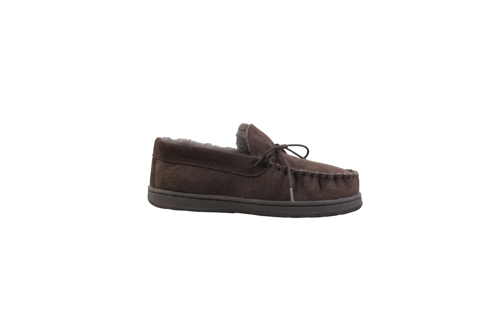 SUPERLAMB MENS MOCCASIN DELUXE  SHEEPSKIN SLIPPER CHOCOLATE