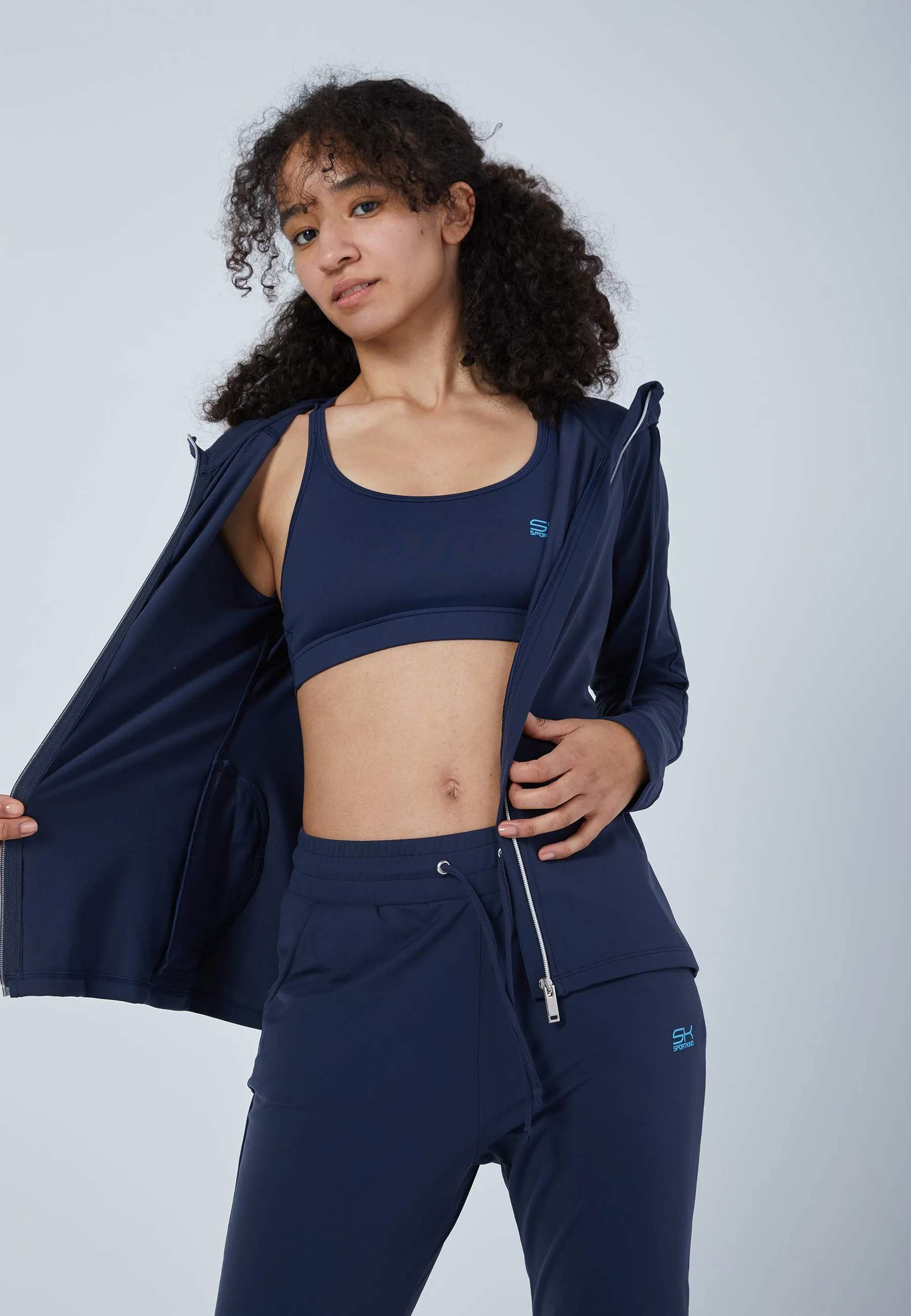 Tennis Hooded Jogger Tracksuit Top, navy blue