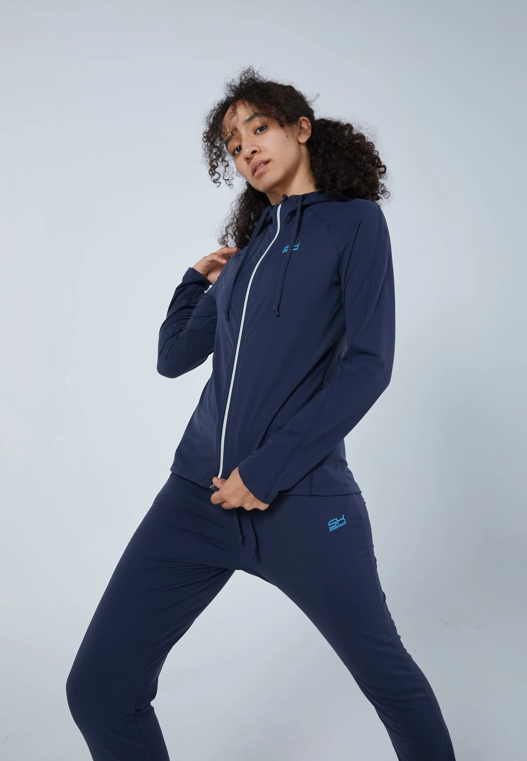 Tennis Hooded Jogger Tracksuit Top, navy blue