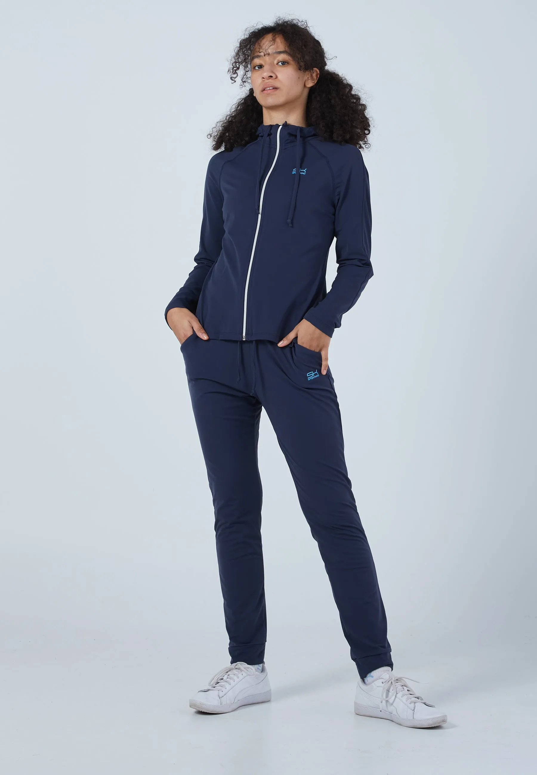 Tennis Hooded Jogger Tracksuit Top, navy blue