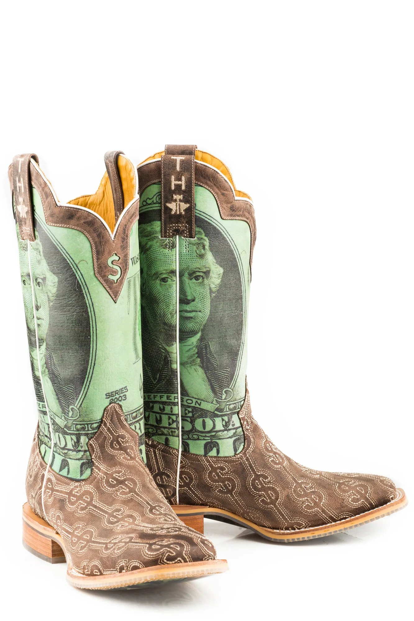 Tin Haul Mens Brown Leather Deuce Money Cowboy Boots