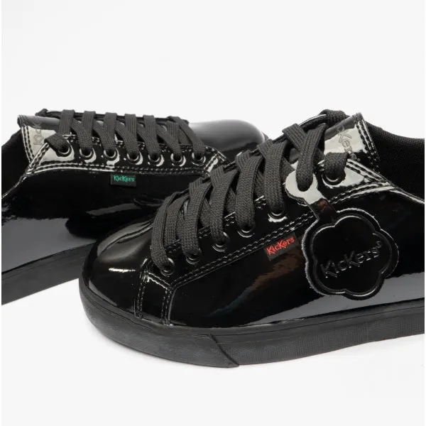 TOVNI LACER Teen Girls Patent Trainers Black