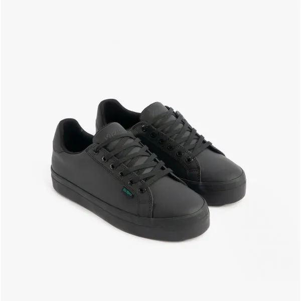 TOVNI STACK Teen Girls Leather Trainers Black