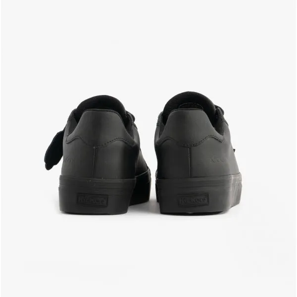 TOVNI STACK Teen Girls Leather Trainers Black